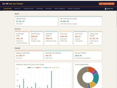 UK Etsy Tax Tracker screenshot